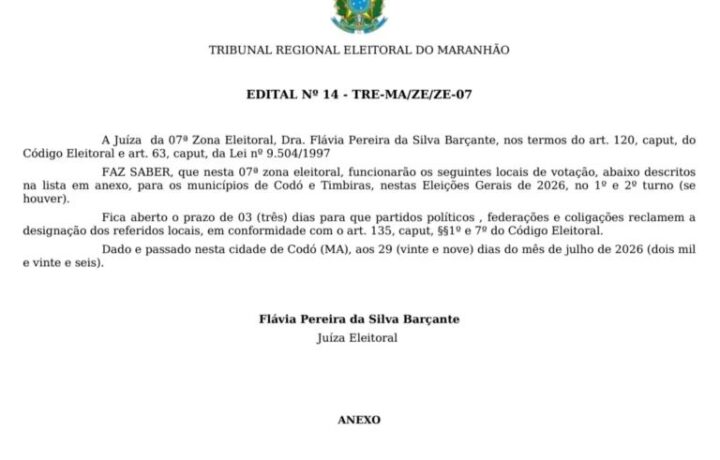 VEJA A LISTA OFICIAL dos locais de votação 2026 para Codó e Timbiras