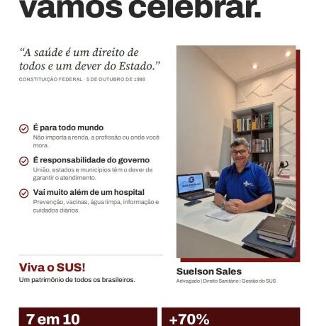 Dr. Suelson Sales celebra os 38 anos do SUS e destaca a saúde como direito de todos